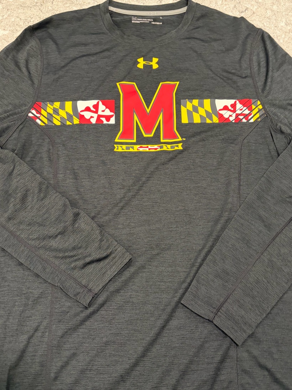 Under Armour Heat Gear Men’s Maryland Black Long-Sleeve Performance Shirt-Medium